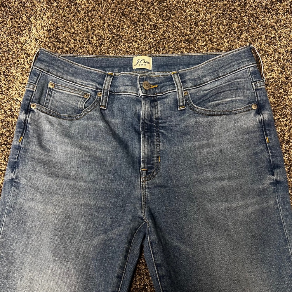 J.Crew 9" Toothpick High Rise Skinny Jeans Medium Wash Raw Hem Size 30 - Picture 3 of 10